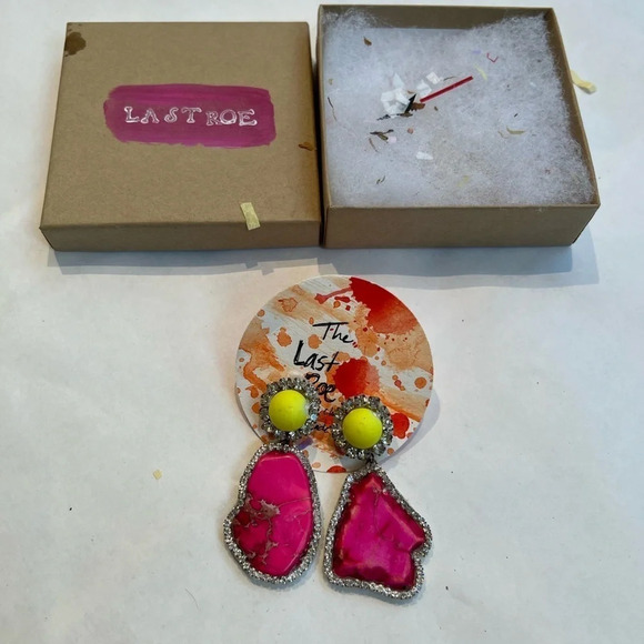 $65 Etsy Last Roe Two Tone Barrie Chrystal Drop Earrings NWT - Picture 2 of 5